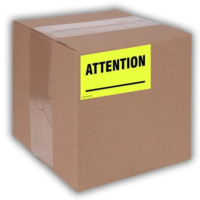 Alt view image 4 of 5 - 3" X 5" Attention Fluorescent Shipping Label Stickers for Shipping and Packing -500 Adhesive Labels Per Roll (10 Pack)