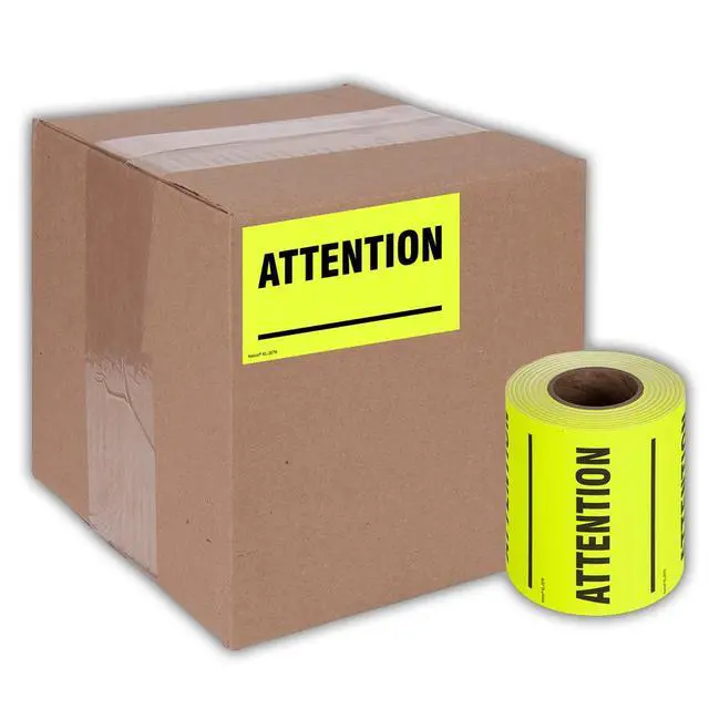 Alt view image 5 of 5 - 3" X 5" Attention Fluorescent Shipping Label Stickers for Shipping and Packing -500 Adhesive Labels Per Roll (10 Pack)