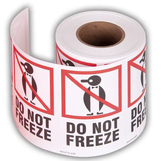 Alt view image 2 of 5 - 3" X 5" Do Not Freeze Safe Handling Warning Stickers for Shipping and Packing - 500 Adhesive Labels Per Roll (10 Pack)