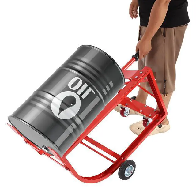 Alt view image 4 of 6 - Drum Cradle 55 Gallon 600lbs Capacity Oil Drum Rack with Retractable Drawbar and Wheels Steel Drum Handling Cradle,Easy Loading and Unloading for Transporting Various Kinds of Round Drums