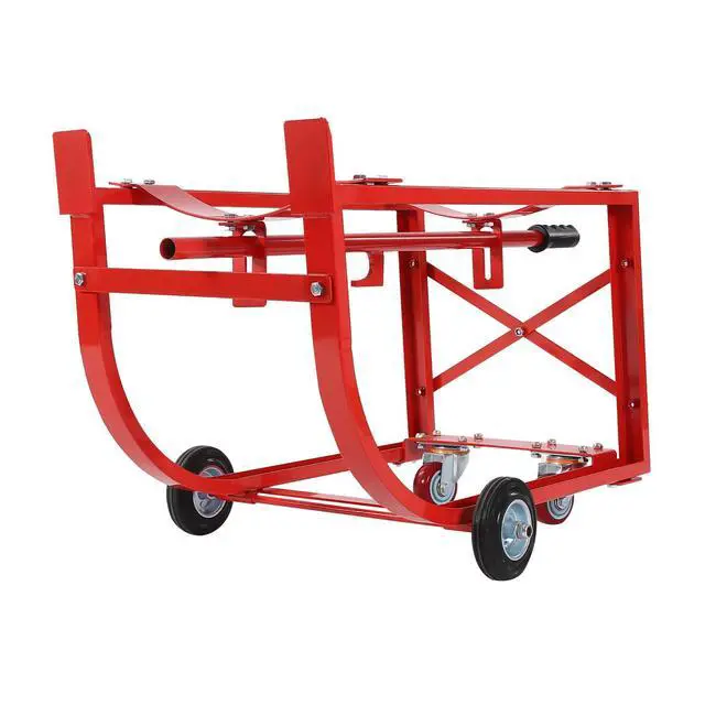 Alt view image 5 of 6 - Drum Cradle 55 Gallon 600lbs Capacity Oil Drum Rack with Retractable Drawbar and Wheels Steel Drum Handling Cradle,Easy Loading and Unloading for Transporting Various Kinds of Round Drums
