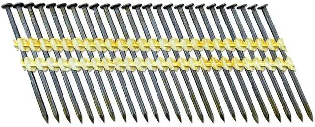 Main image of 21 Degree Framing Nails (3 inch x 0.113 inch) - Plastic Strip Collated Nails - 1/4" Round Head, Smooth Shank, Vinyl Coated - 12 Gauge (5500)