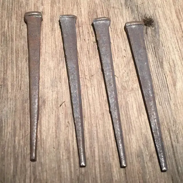 Alt view image 3 of 6 - 2.5- Antique FLOORING NAILS - Vintage rustic restoration accent nails for wood flooring, furniture, cabins, shutters & more Decorative clavos nails Distinctive old fashioned Flooring Nail-2.5 in