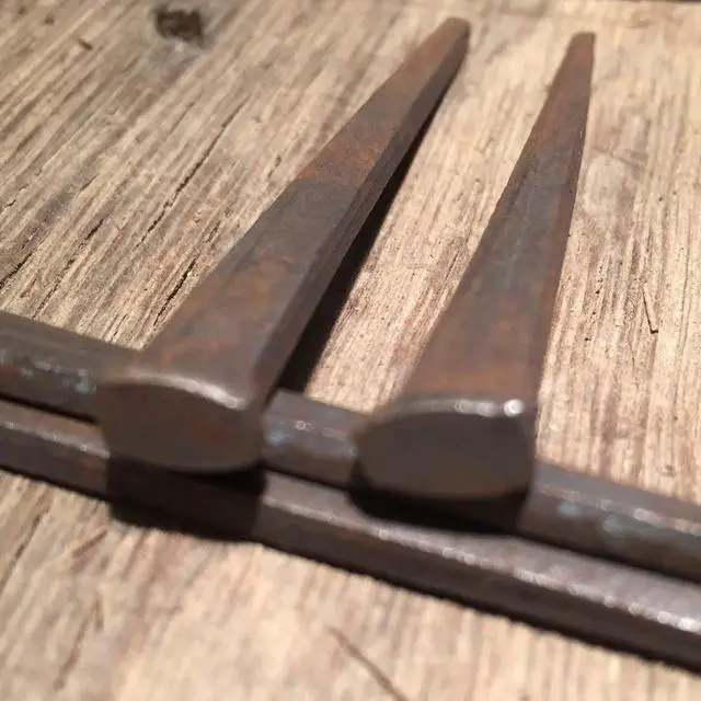 Alt view image 6 of 6 - 2.5- Antique FLOORING NAILS - Vintage rustic restoration accent nails for wood flooring, furniture, cabins, shutters & more Decorative clavos nails Distinctive old fashioned Flooring Nail-2.5 in