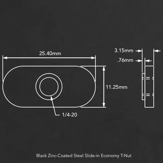 Alt view image 2 of 6 - 8020, 25-3382, 25 Series Steel 1/4-20 Centered Slide in Economy T-Nut Steel T-Slot Accessories for Aluminum Extrusion Hardware Nuts (500)