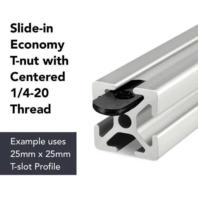 Alt view image 3 of 6 - 8020, 25-3382, 25 Series Steel 1/4-20 Centered Slide in Economy T-Nut Steel T-Slot Accessories for Aluminum Extrusion Hardware Nuts (500)