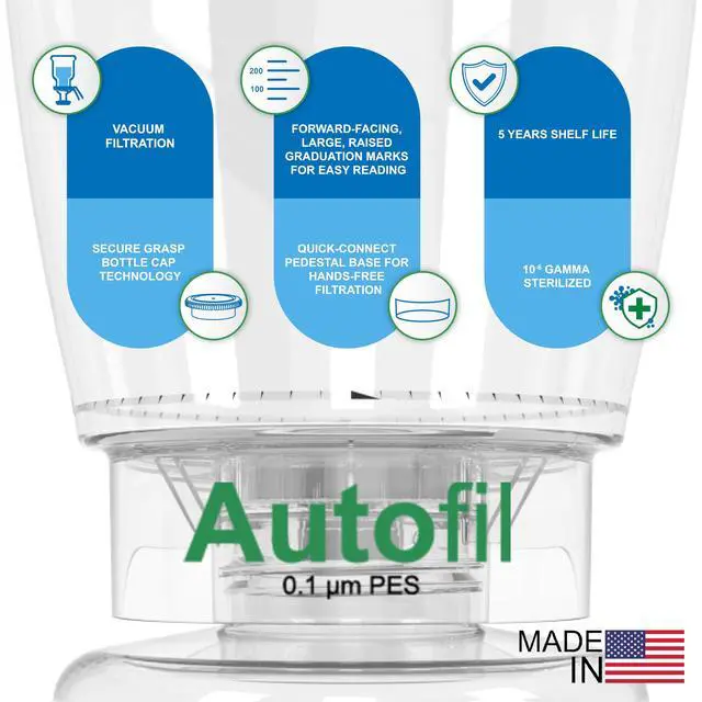 Alt view image 6 of 6 - 1141-RLS Autofil Sterile Disposable Vacuum Filter Units with 0.45um PES Membrane for Prefiltration or Clarification, 250mL, Pack of 12