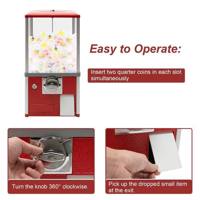 Alt view image 5 of 6 - Vending Machine, 1.77-1.97 Inch Spherical Capsule Candy Dispenser Store Bulk Vending Machine Vintage Style Gumball Machine for Game Stores, Retail Stores, Amusement Parks (Red)