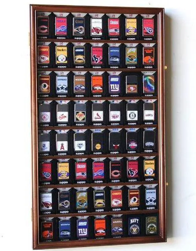 Main image of 56 Zippo Lighter Display Case Cabinet Holder Rack for displaying in Retail Box