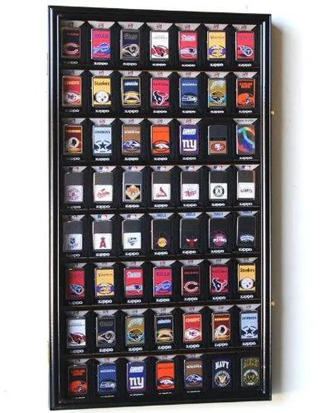 Main image of 56 Zippo Lighter Display Case Cabinet Holder Rack for displaying in Retail Box