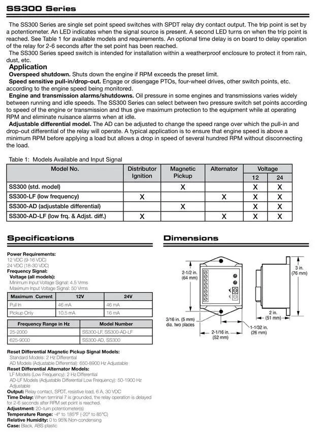 Alt view image 3 of 5 - SS300-12 Electronic Speed Switch (20700166)