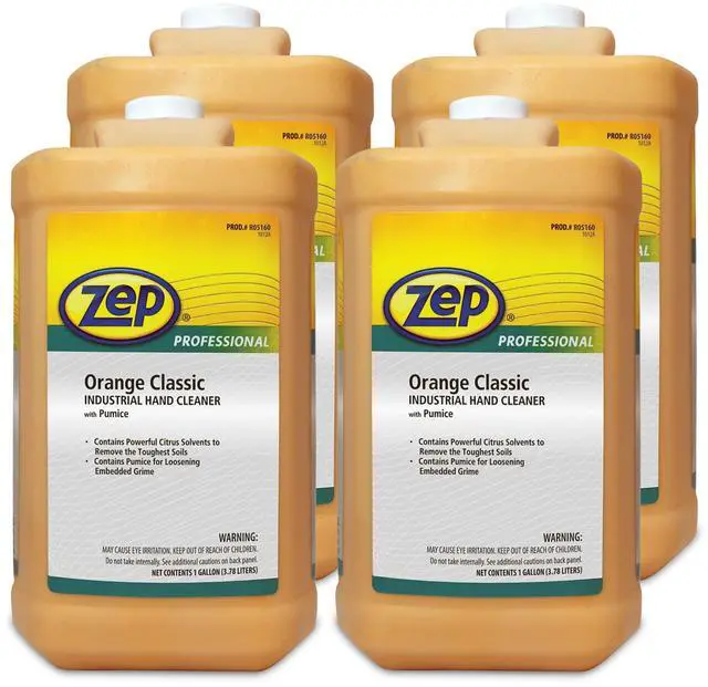 Main image of Zep Orange Classic Industrial Hand Cleaner with Pumice - 1 Gal (Case of 4) - 1046475 - Powerful Formula, Pumice Loosens Embedded Grime, Skin-Conditioning Mosisturizers Prevent Dry Hands