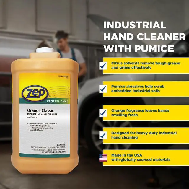 Alt view image 3 of 6 - Zep Orange Classic Industrial Hand Cleaner with Pumice - 1 Gal (Case of 4) - 1046475 - Powerful Formula, Pumice Loosens Embedded Grime, Skin-Conditioning Mosisturizers Prevent Dry Hands