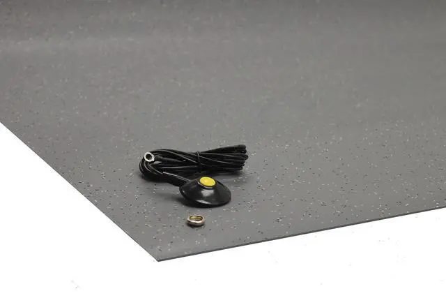 Alt view image 2 of 4 - Dissipative,Conductive Anti Static ESD Rubber Floor Mat, Grey Speckled, 2 mil Thick- 36"x 60" (3' x 5')