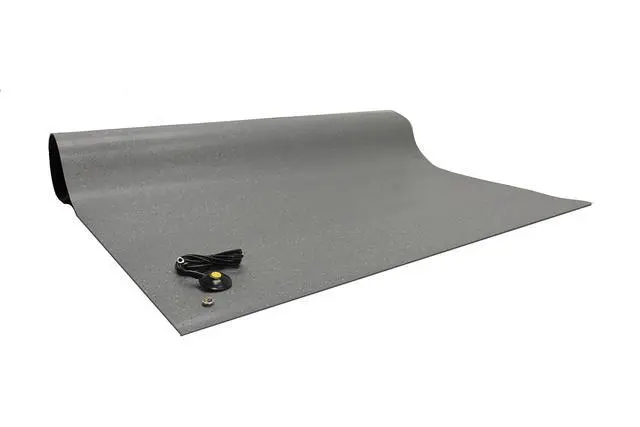 Alt view image 3 of 4 - Dissipative,Conductive Anti Static ESD Rubber Floor Mat, Grey Speckled, 2 mil Thick- 36"x 60" (3' x 5')