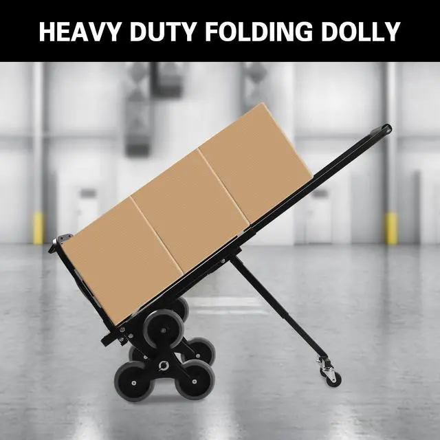 Alt view image 2 of 6 - Hand Truck Dolly, Industrial Strength 550/330 Pound Weight Capacity, Heavy Duty Folding Dolly for Moving with Collapsible Wheels and Telescoping Handle, Stair Climbing Cart (Black, 550 LB Capacity)
