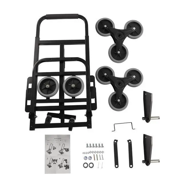 Alt view image 5 of 6 - Hand Truck Dolly, Industrial Strength 550/330 Pound Weight Capacity, Heavy Duty Folding Dolly for Moving with Collapsible Wheels and Telescoping Handle, Stair Climbing Cart (Black, 550 LB Capacity)