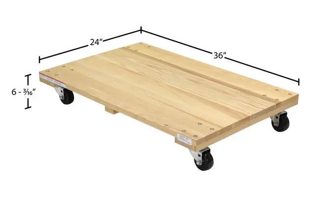 Alt view image 5 of 5 - HDOS-2436-9 Solid Deck Hardwood Dolly with Hard Rubber Casters, 900 lbs Capacity, 36" Length x 24" Width x 5-1/2" Height