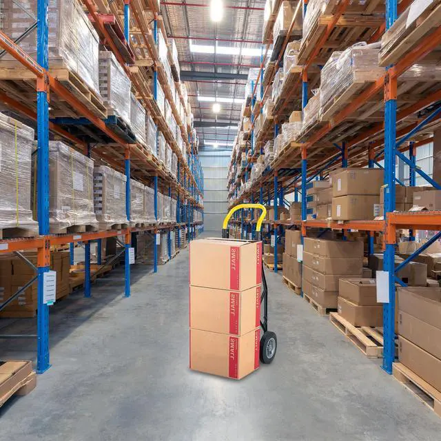 Alt view image 5 of 6 - Trucks Flat Free 600 Pound Capacity Heavy-Duty Nylon Frame Hand Truck Dolly Cart with Steel Handle for Warehouses, Offices & Construction Site