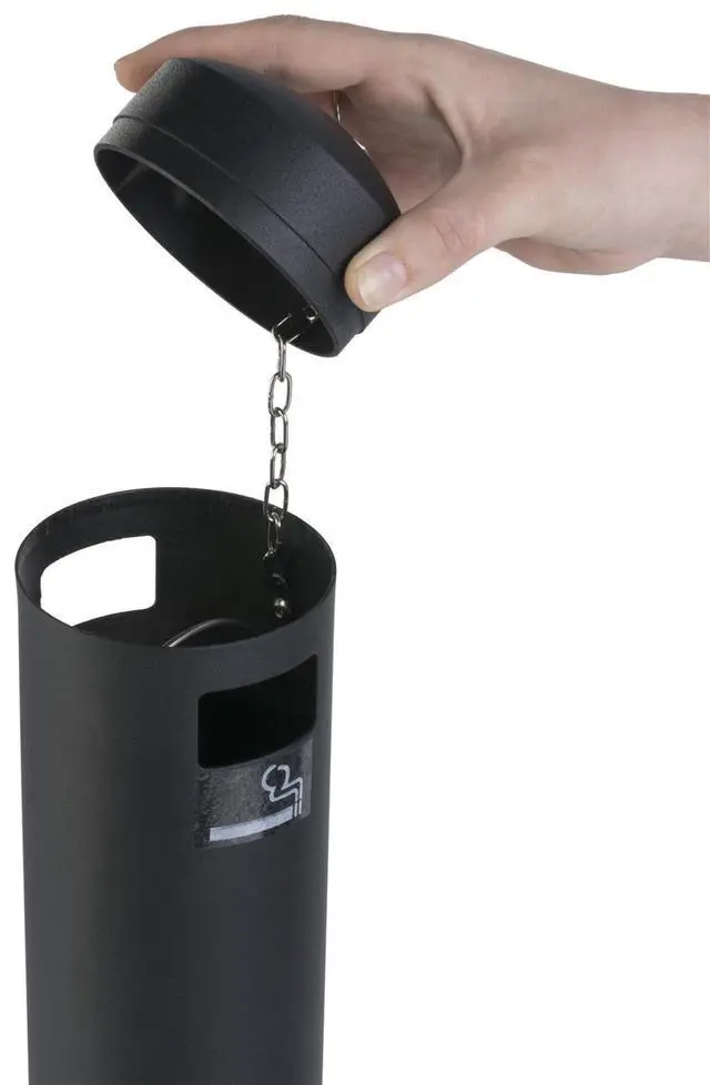 Alt view image 2 of 4 - Cigarette Receptacle, Iron Base, Stainless Steel Post Black Finish (SMOKFLBK)