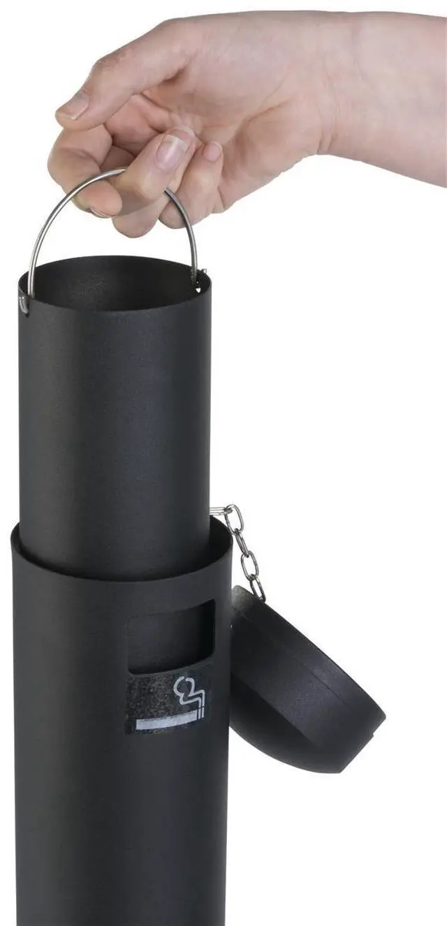 Alt view image 3 of 4 - Cigarette Receptacle, Iron Base, Stainless Steel Post Black Finish (SMOKFLBK)