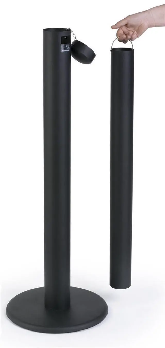 Alt view image 4 of 4 - Cigarette Receptacle, Iron Base, Stainless Steel Post Black Finish (SMOKFLBK)