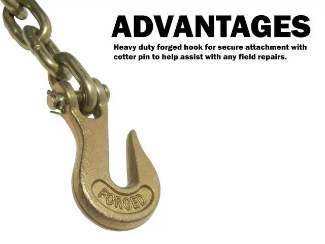 Alt view image 2 of 6 - 1/2 Inch x 20 FT Grade 70 Binder Chain with Clevis Grab Hooks | G70 Transport Tow Chain - 11,300 Lbs Working Load Limit | Premium Cargo Control for Flatbed Truck and Trailer | Logging