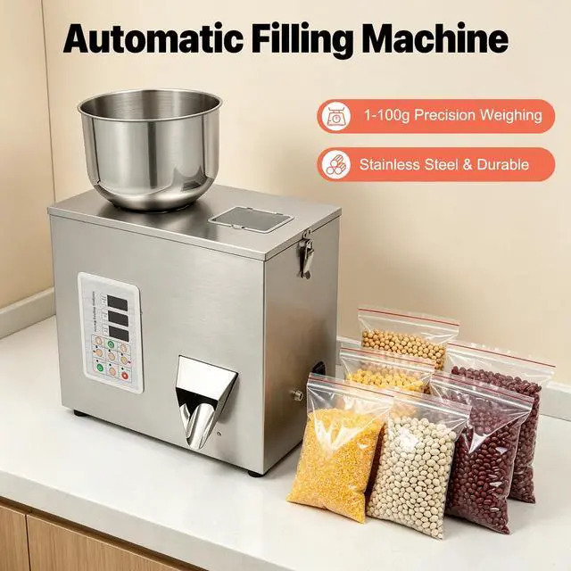 Alt view image 3 of 6 - Automatic Weighing Filling Machine, 1-100g Adjustable Weighing Filler with 2-5s/Bag and 0.2g Accuracy, 180W Automatic Packing Machine for Coffee, Tea, Grain (1-100g)