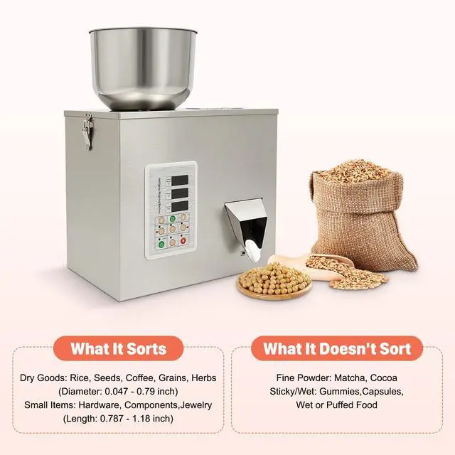 Alt view image 6 of 6 - Automatic Weighing Filling Machine, 1-100g Adjustable Weighing Filler with 2-5s/Bag and 0.2g Accuracy, 180W Automatic Packing Machine for Coffee, Tea, Grain (1-100g)