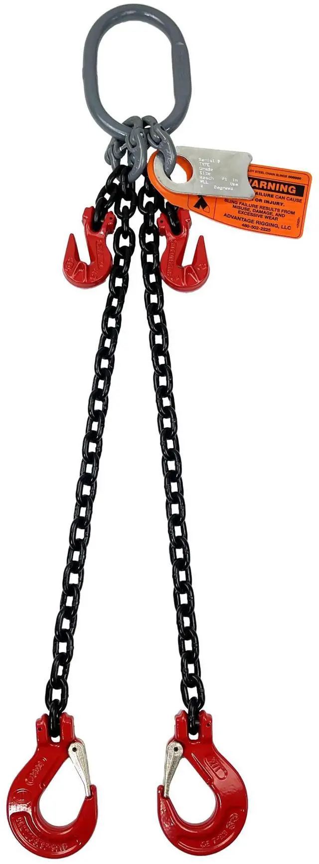 Main image of Chain Sling - 9/32" x 6' Double Leg with Sling Hooks and Adjusters - Grade 80