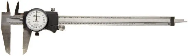 Main image of 505-719 Dial Calipers, Inch, White Face, for Inside, Outside, Depth and Step Measurements, Stainless Steel, 0"-8" Range, +/-0.002" Accuracy, 0.001" Resolution, 50mm Jaw Depth