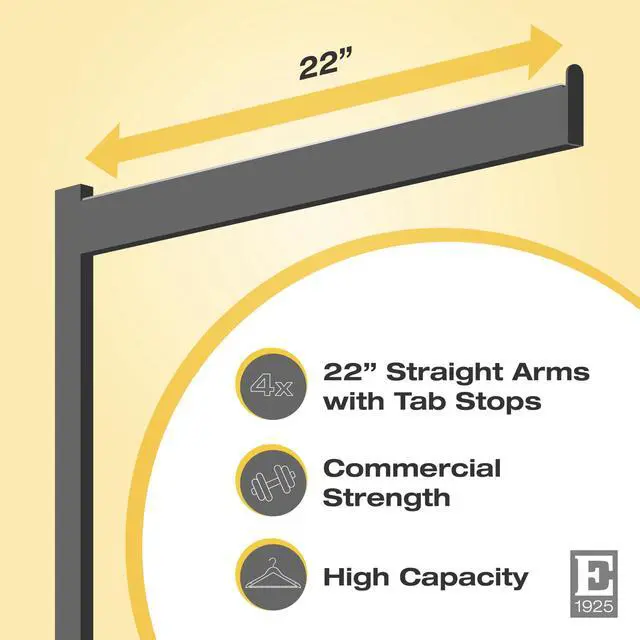 Alt view image 3 of 4 - 4-Way High Capacity Garment Rack with Straight Arms, Satin Chrome Finish, Adjustable 48in72in Height, 22in Arms, Retail Clothing Display Rack