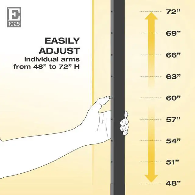 Alt view image 4 of 4 - 4-Way High Capacity Garment Rack with Straight Arms, Satin Chrome Finish, Adjustable 48in72in Height, 22in Arms, Retail Clothing Display Rack