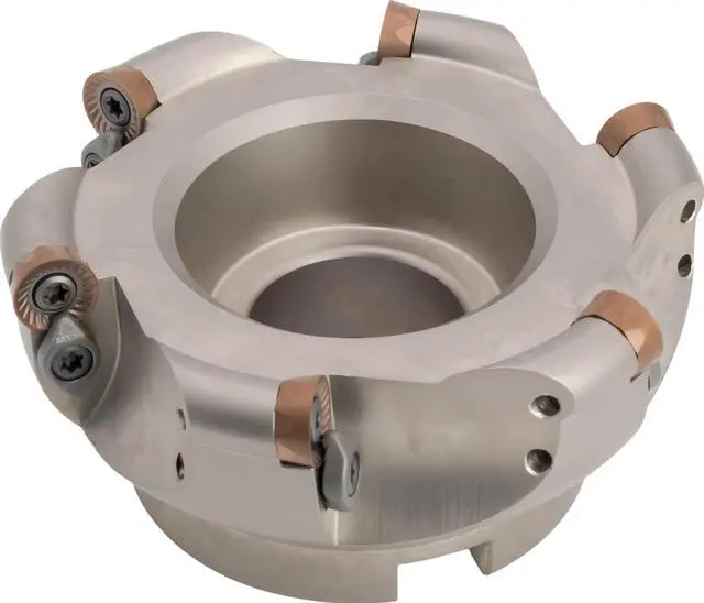 Main image of 4" Round Insert Indexable Face (Shell) Mill, 1 1/4" Arbor Hole Diameter, 6 Flute, with 6 pcs RCKT1204M0 Carbide Inserts