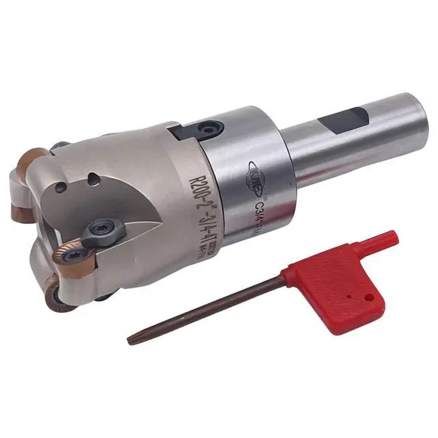 Main image of CME 2" 90° Indexable Face Mill w/ 3/4" Weldon Shank Arbor, RCKT1204 Inserts Included, 4 Flutes