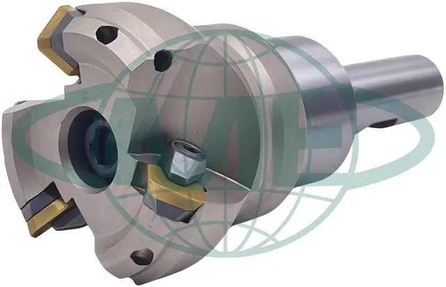 Alt view image 2 of 5 - CME 2" 45° Indexable Face Mill w/ 3/4" Weldon Shank Arbor, SEAN42 Inserts Included, 3 Flutes