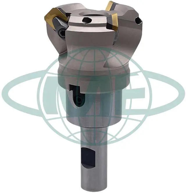 Alt view image 4 of 5 - CME 2" 45° Indexable Face Mill w/ 3/4" Weldon Shank Arbor, SEAN42 Inserts Included, 3 Flutes
