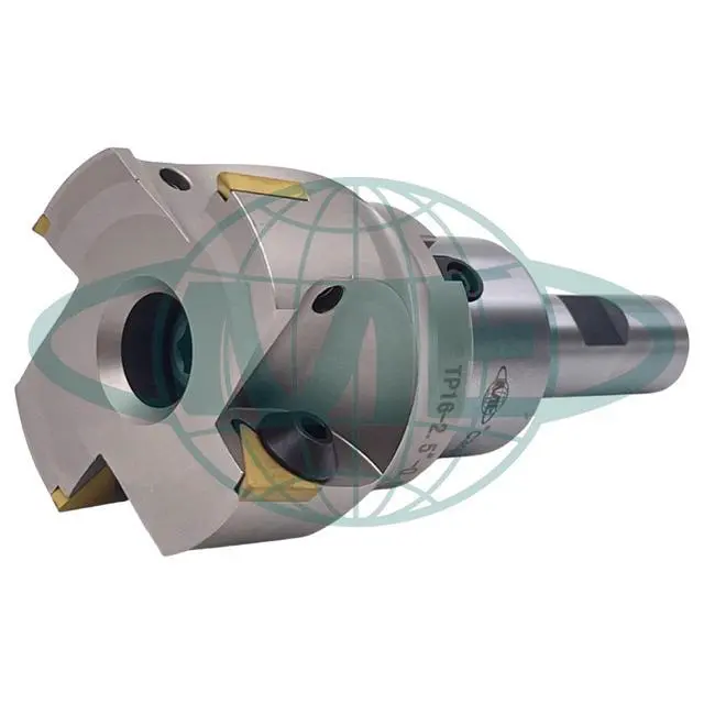 Alt view image 2 of 5 - CME 2-1/2" 90° Indexable Face Mill w/ 3/4" Weldon Shank Arbor, TPG322 Inserts Included, 4 Flutes