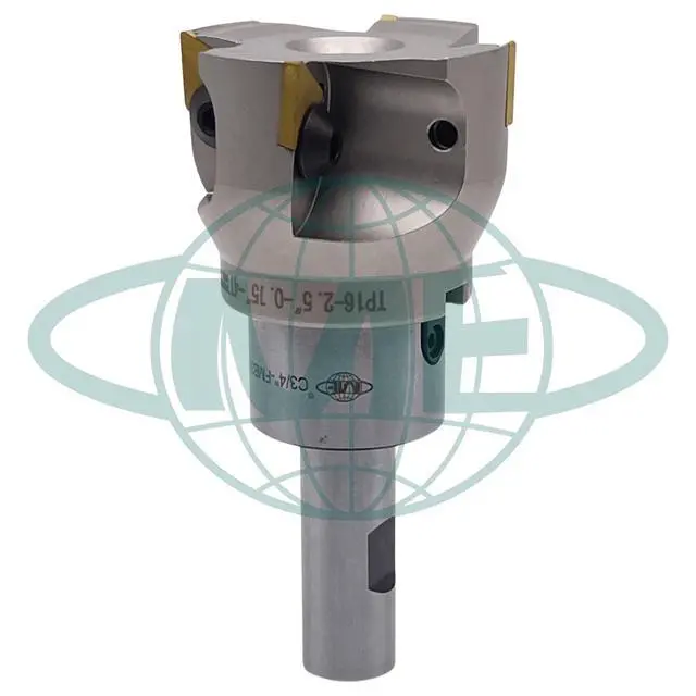 Alt view image 4 of 5 - CME 2-1/2" 90° Indexable Face Mill w/ 3/4" Weldon Shank Arbor, TPG322 Inserts Included, 4 Flutes