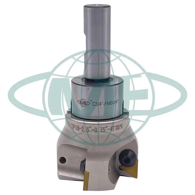 Alt view image 5 of 5 - CME 2-1/2" 90° Indexable Face Mill w/ 3/4" Weldon Shank Arbor, TPG322 Inserts Included, 4 Flutes