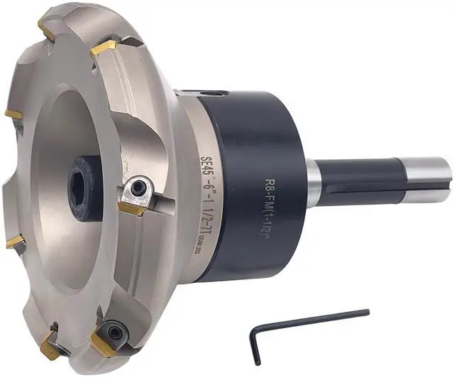 Main image of CME 6" 45° Indexable Face Mill w/ R8 Arbor, SEAN42 Inserts Included, 7 Flutes