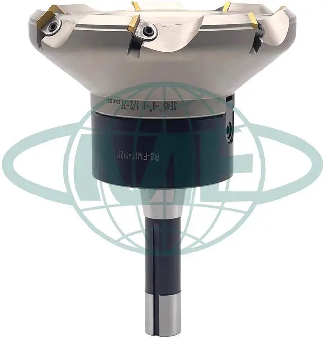 Alt view image 4 of 5 - CME 6" 45° Indexable Face Mill w/ R8 Arbor, SEAN42 Inserts Included, 7 Flutes