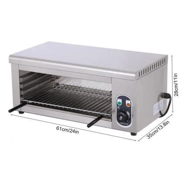 Alt view image 4 of 6 - 1500W Electric Cheese Melter Grill, 110V Commercial Salamander Broiler Stainless Steel Cheese Melter Machine Countertop Salamander Broiler For Melt Cheese, Toast Sandwiches, Grill Steaks