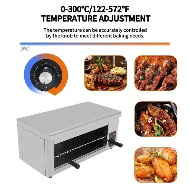 Alt view image 5 of 6 - 1500W Electric Cheese Melter Grill, 110V Commercial Salamander Broiler Stainless Steel Cheese Melter Machine Countertop Salamander Broiler For Melt Cheese, Toast Sandwiches, Grill Steaks