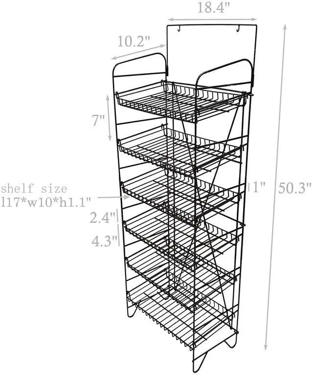 Alt view image 5 of 6 - ® Wire Display for Chips, Snacks, Packaged Foods Boxes Jars Cans Beverage Beer T-Shirts 18X10X50" 12118-NPF