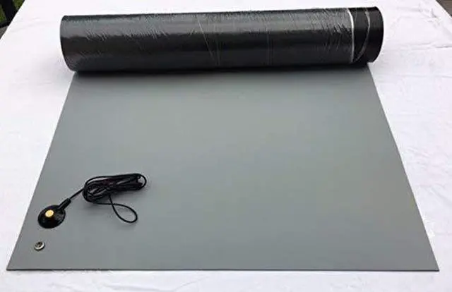 Main image of Rubber ESD Anti-Static HIGH Temperature Soldering MAT-36" X 72" (3' x 6') - 0.08" Thick- with Ground Cable-Gray