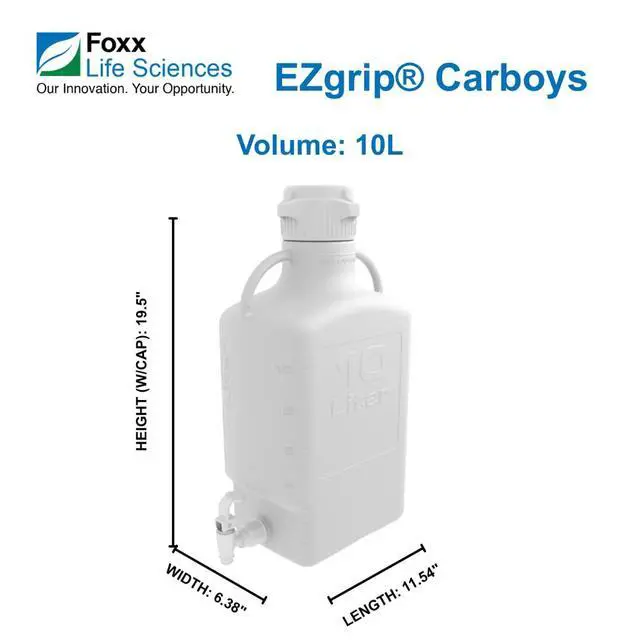 Alt view image 2 of 5 - 152-2211-OEM EZgrip HDPE Space Saving Carboy with Leakproof Spigot, 83mm VersaCap, 10L Capacity