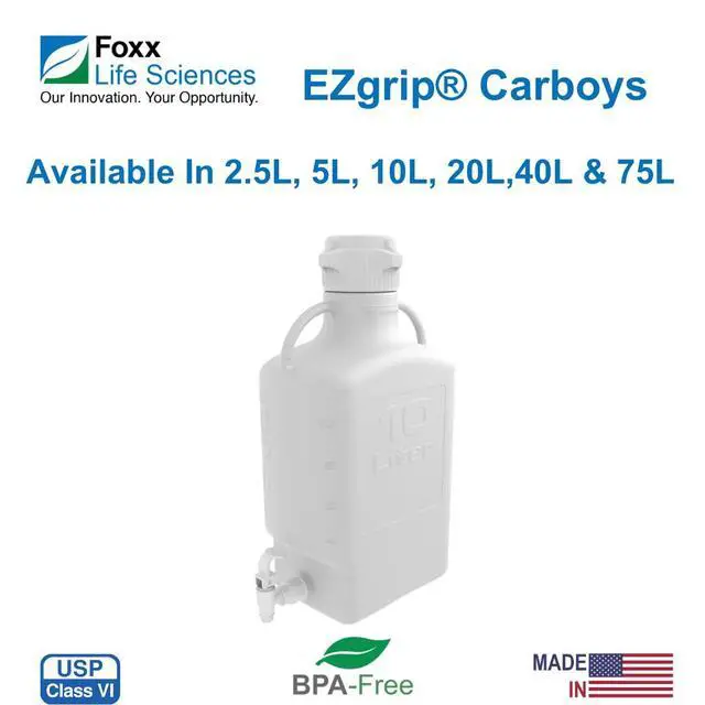 Alt view image 4 of 5 - 152-2211-OEM EZgrip HDPE Space Saving Carboy with Leakproof Spigot, 83mm VersaCap, 10L Capacity