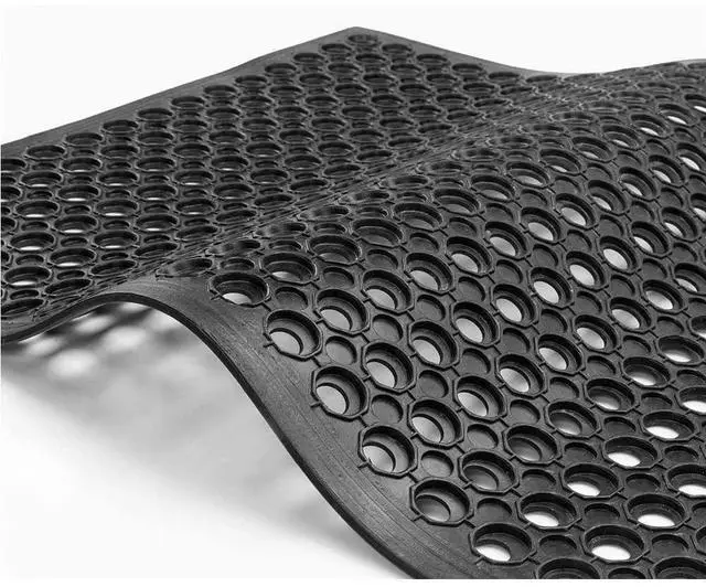 Main image of Outdoor Indoor Rubber Drainage Floor Mat Set of 2, Black, 60 x 35 Inch, Modern, Heavy Duty, Eco-Friendly, Non-Slip, Water Resistant, Kitchen, Garage, Restaurant, Garden, Home, Industrial Use