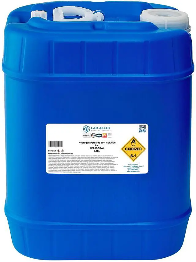 Main image of Hydrogen Peroxide 10% Lab Grade, for Kitchen, Bath, Laundry - 5 Gallons